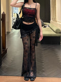 New Arrival Gothic Style Vintage Black Double-layered  Crop Top for Women Summer