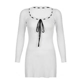 Sweet Square Neck Knitted A-Line Knit Dress