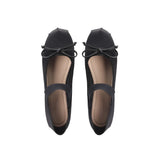 Pbong  Women Shoes Satin Flat Mary Janes Ballet Designer Shoes Elastic Band PU Leather Pumps Elegant Woman Heeled Shoes Ladies