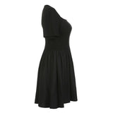 Black Square Neck Short Sleeve Dress