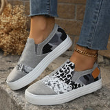 Pbong  Fashion Women's Flat Shoes Casual Sneaker Vulcanized Shoes Slip-on Fashion Snake-print Leopard Color Trend Big Size 36-43