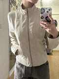 American Vintage Stand Collar Zipper Jackets Early Autumn New Coat Women Y2k Grunge Slim Fit Long Sleeve Tops Mujer