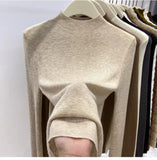 Mock Neck Sweater Woman Long Sleeve Rib Knit Mockneck Pullovers Plain Jumper Female Autumn Winter Soft Knitwear Basic Outfit