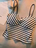 Pbong  Crop Top Fashion Striped Vest For Women's Tunic Sleeveless Sexy Camis Backless Fashion Summer Tanks Y2k Tops Ropa Mujer