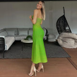Stripe Cotton Core Spun Yarn Knitted Long Dress Fashion Sexy Slim Strapless Women Dresses Summer Woman Clothing Vestidos