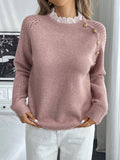New lace round neck pullover long sleeved autumn and winter knitted sweater