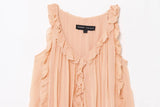 Fashion Ruffle Chic Summer Tank Top For Women Chiffon Solid Color Loose Sleeveless Top V Neck Sweet Hic Woman Vest New