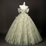 Light Green Elegant Evening Gown with A High-end Feel, New Sen Style Banquet Host Art Exam Fluffy Skirt