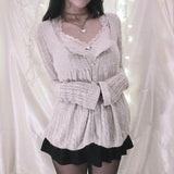Grunge Knit Cardigan Long Sleeve Single Breasted Knitwear y2k Women Vintage Aesthetic Kawaii Sweater 2000s Streetwear