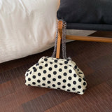 Women Polka Dot Soft Fabric Cloud Shoulder Bag Chain Crossbody Bags New Trend Casual Daily Fashion Handbags and Purses