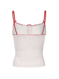 Sweetown Contrast Lace Trim Cute Y2K Dot Print Camisole Sleeveless Button Up Slim Crop Top Women Kawaii 2000s Clothes