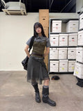 Vintage Plaid Mesh Skirts Women Japanese Asymmetrical Mid Skirt Y2k Harajuku Lace Up Short Skirts Aesthetics Elegant