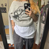 High End Fashion Popular All Match Vintage American Sweaters Y2k Aesthetic Print Harajuku Punk Women Loose Pullovers Knitted Tee