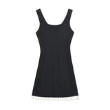 Square Collar Knit Pit Stripe Short Dress Chic Patchwork Sleeveless Slim Summer Women Dress Fashion Tight Female Clothing New