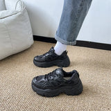 Pbong  New Women Fashion Platform Sport Shoes Women Spring Autumn Black Casual Chunky Sneakers Women Mesh Platform Shoes