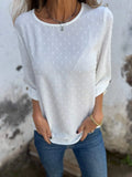 Pbong  All Seasons and Casual Hangouts Versatile Casual Dot Blouse Three Quarter Sleeves Button Details Suitable