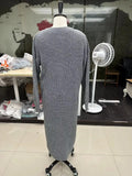Long Knitted Sweater Women Gray Pullovers Autumn Winter Khaki Warm Fur Jumpers Maxi Y2k E-girl Jumper Work Sueter Mujer