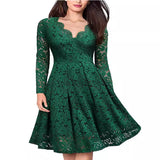 Pbong  Russian Lace Dress Women's Cross-Border V-neck Mini Skirt Elegant Commute Style Polyester Fabric High Waist Long Sleeve