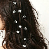 10Pcs Fashion Star Shaped Hair Clips For Women Sweet Textured Five Pointed Star Braid Hair Clips Hair Accessories