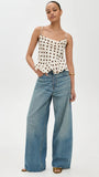 Fashion Polka Dot Print Camisole 2025 New Backless Lace-up Beige Sexy Summer Tank Chic Ruffle Patchwork Slim Top Vest For Women