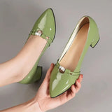 Pbong  Woman PumpsLoafers with Medium Heels Pointed Toe Chunky Shoes for Women Block Heel Spring on Offer Promotion Shoe Trend 39