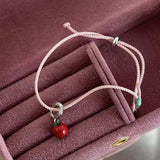 Fashion Red Apple Pendant Bracelet For Women Girls Sweet Cute Fruit Pink Woven Rope Adjustable Bracelet Jewelry Gift