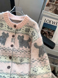 Sweet Pink Cartoon Cardigan Sweaters Women Vintage Lazy Wind Long Sleeve Cute Knitted Coat Casual Japan Kawaii Loose Tops