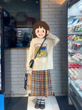 Christmas Rainbow Plaid Woolen Pleated Skirt Japanese High-waisted Slim Skirt Sweet Vintage Fashion Faldas Para Mujeres
