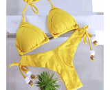 sexy women bikini, brazilian triangle bikini, push-up swimsuit, metal chain beach bikini