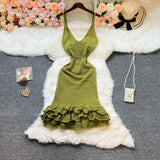 Pbong  Chic Fashion Sexy Wrap Hips Boho Knitted Beach Dress Summer Women Seaside Cover Up Mini Dress Lady Party Vestido