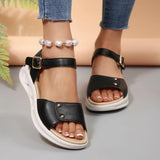 Pbong  Summer Fashion Women Sandals Flat Platform Leather Comfort Casual Shoes New Trend Lightweight Sandals Woman Sandalias De Mujer