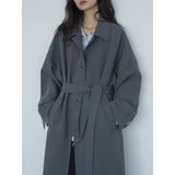 Women's Long Trench Coat Single-breasted Casual Belted Waist Women Windbreaker Overcoat Female Cloth Spring Autumn