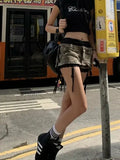 Hot Girl Strap Design Camouflage Low-waist Denim Miniskirt New Style