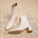 Ankle Boots for Women's Thick Heel Spring Summer Autumn Single Boots New Pointed High Heels  Shoes Mid-heel Fashion