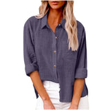 100% Cotton Linen Long Sleeve Shirts Women Clothing Y2k Tops Vintage Fashion Clothes Tshirt Elegant Casual Tees Streetwear
