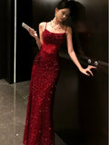 Sexy Sequins Mermaid Evening Dress Women Elegant Bodycon Lace Split Formal Party Long Dresses Korean Slim Vestidos Clothes New