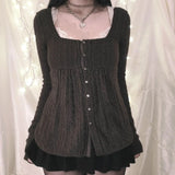 Grunge Knit Cardigan Long Sleeve Single Breasted Knitwear y2k Women Vintage Aesthetic Kawaii Sweater 2000s Streetwear
