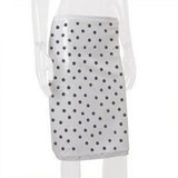 Polk Dot Printed Elegant Low Waist Straight Midi Skirt Y2K Summer Fashion Holiday French New All-Match Women Vestidos