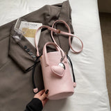 Pbong  Small Bucket Crossbody Bags for Women PU Shoulder Bag Luxury Designer Short Handle Purses and Handbags