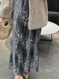 French Velvet Fishtail Skirt Sequin Beaded Embroidery Skirt Elastic Waist A Line High Waist Skirts for Woman Faldas Para Mujeres