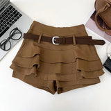 Tiered Ruffle Mini Skort with Belt Built-in Shorts High Waist A-line Short Skirts Women Teen-girl Summer Y2K Beach Vacation