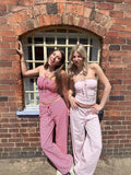 Stripe Tube Top And Long Trouser Sweet Chic Summer Outfits Strapless Tank + Wide Leg Pant Set 2025 New Casual Knit Women Sets