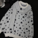 Y2k American Vintage Loose Print Sweaters 2000s Casual Subculture Winter New Warm Tops Harajuku Streetwear Punk Pullover Chic
