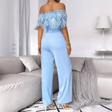 Pbong  Elegant Lace Hollow out Women's Romper with Leaf Edge Long Sleeve Knowledge Style Polyester Fabric High Quality Autumn Season
