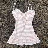 Pbong  Neploe Fresh Sweet Spice Girls Stripe Sling Vest Bow Slim Ruched Pure Desire Tanks American Vintage All-match Fungus New Camis