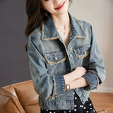 New Spring Summer 2025 Loose Versatile Elegant Women's Denim Coat Casual Temperament Korean Version Female Cowboy Outwear