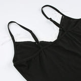 Black Strap V Neck Split Bow Dress