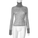 Solid High Street French Office Lady High Neck Base Shirts Y2k Aesthetic Harajuku Sexy Popular Tops Euramerican Vintage Clothes