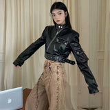 Niche Fashion American High Street Biker Jackets Harajuku Y2k Fashion Popular High Waist Sweet Cool Coats Punk Harajuku Clothes