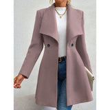Women's Coats Winter Solid Color Long Sleeve Lapel Button-Up Work Coats New Year Red Valentine's Day Gift Outerwears